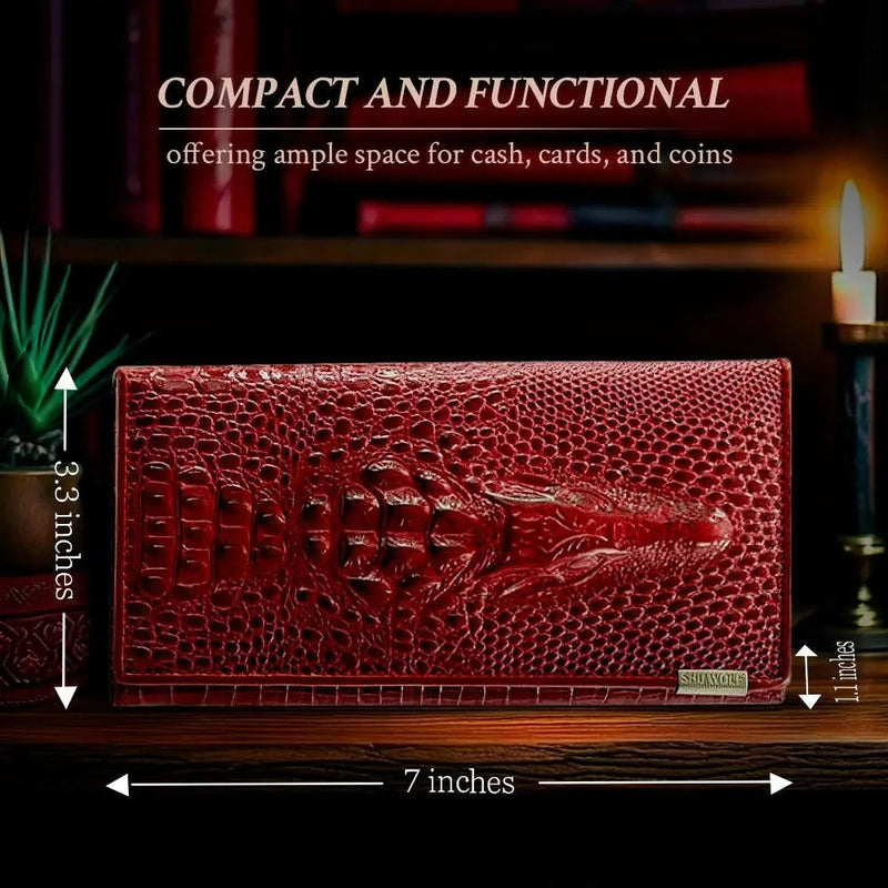 Elegant Croc-Embossed RFID Wallet