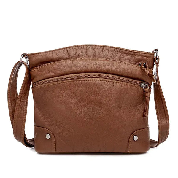 Mabel's Retro Charm | Soft Leather Anti-Theft Messenger Bag